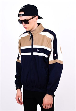 VINTAGE 90S COLOUR BLOCK CHAMPION BOMBER JACKET