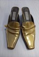 90'S VINTAGE HEEL SHOES GOLD RUCHED