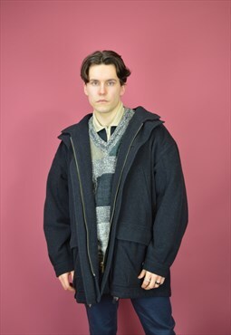 Vintage dark grey BUGATTI classic wool coat