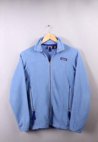 WOMENS VINTAGE PATAGONIA BLUE FULL ZIP FLEECE JUMPER