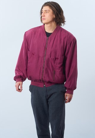 VINTAGE DHAGA 1980'S SILK BOMBER JACKET