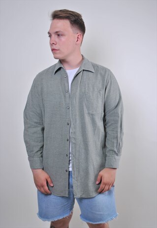 80S WORKER LONG SLEEVE GRAY HERITAGE SHIRT, SIZE L
