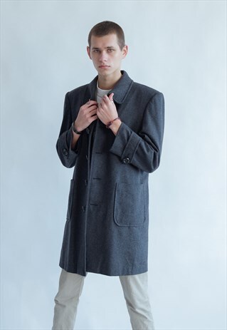 VINTAGE 60S CLASSIC MIDI COAT IN GREY