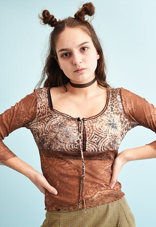 Y2K MESH TRANSPARENT KITSCH PARTY TOP