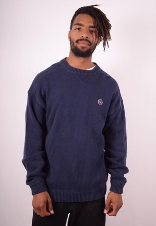 MENS VINTAGE JUMPER SWEATER MEDIUM BLUE 90S