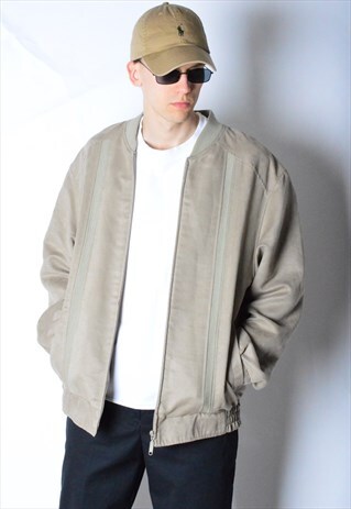 VINTAGE 90S BEIGE VELVETY BOMBER JACKET