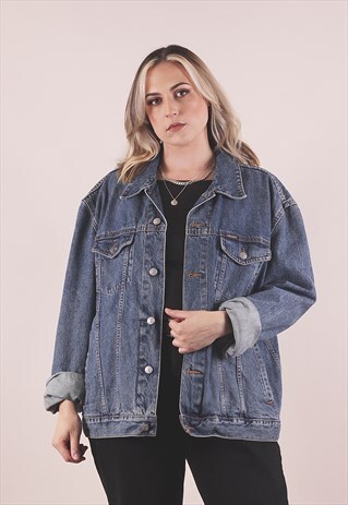 VINTAGE 90S GRUNGE OVERSIZED BLUE DENIM JACKET /A20043
