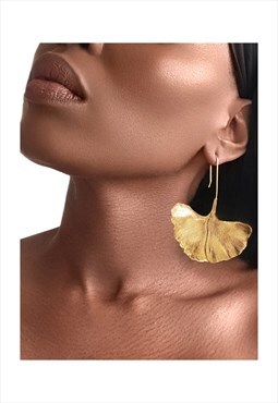 BILOBA Earrings Drop Gingko Leaf - Gold 