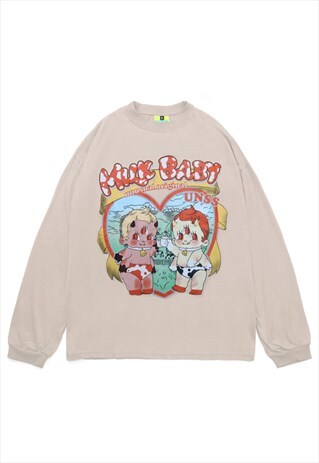 KALODIS MILK BABY PATTERN LOOSE SWEATSHIRT