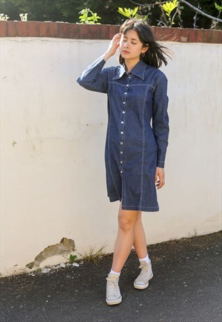 VINTAGE 90S DENIM BUTTON THROUGH DRESS