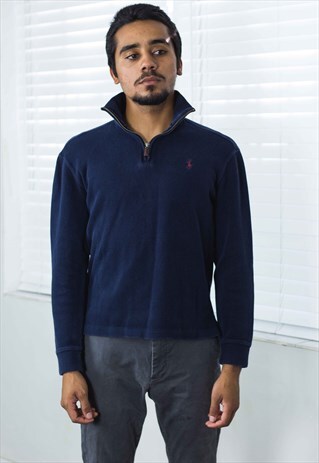 VINTAGE POLO RALPH LAUREN 1/4 ZIP JUMPER LOGO 90S S 17