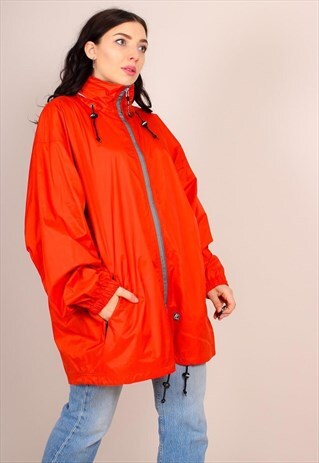 VINTAGE 90S OVERSIZED ORANGE K-WAY WINDBREAKER JACKET