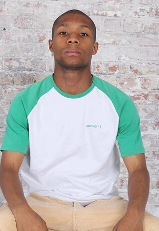 VINTAGE CARHARTT LOGO T-SHIRT WHITE GREEN