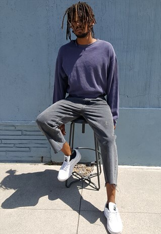 90S CLASSIC HIGH RISE RAW HEM CROP FADED BLACK JEANS 33