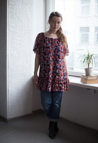 VINTAGE 90'S MINI MULTICOLOR FLOWER PRINT DRESS