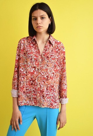 VINTAGE 90'S RETRO BOHO HIPPIE FLORAL PATTERN SHIRT