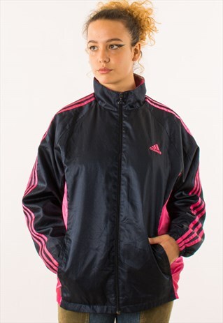VINTAGE NAVY PINK ADIDAS WINDBREAKER JACKET