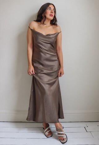 VINTAGE 90S BACKLESS DRESS IN BRONZE