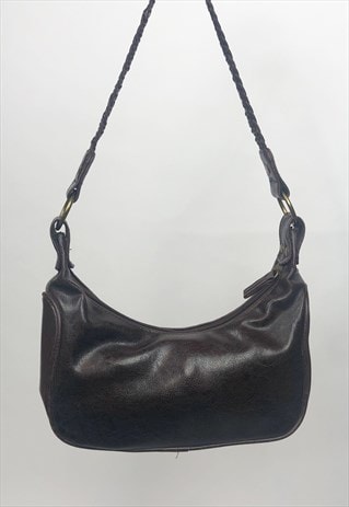 Vintage Y2K Brown Faux Leather Baguette Shoulder Bag Handbag | Kirbis ...