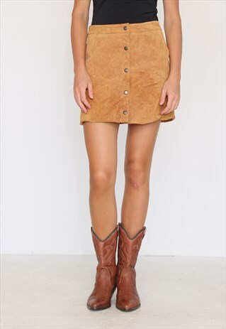 VINTAGE BROWN SUEDE MINI SKIRT