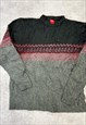 VINTAGE KNITTED JUMPER ABSTRACT PATTERNED KNIT SWEATER