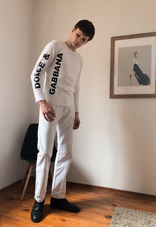 DOLCE GABBANA VINTAGE T SHIRT SWEATSHIRT BIG LETTERS LOGO