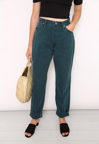 VINTAGE WRANGLER GREEN HIGH WAISTED MOM JEANS