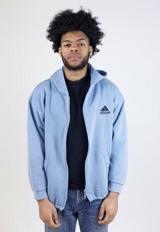 VINTAGE 90S ADIDAS BLUE ZIP-UP HOODIE