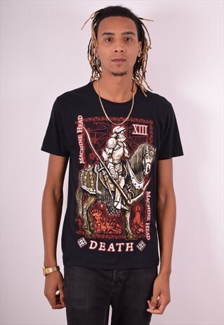 MENS VINTAGE MACHINE HEAD T-SHIRT MEDIUM BLACK 90S