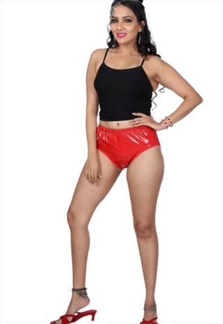 Red PVC  Women's Knickers Smooth Soft Underwear Panties