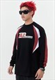 MOTORSPORT SWEATSHIRT THIN RACING JUMPER CONTRAST TOP BLACK