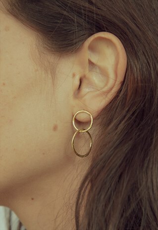 CIRCUMFERENCES CIRCLE 18K GOLD STUD BOHO EARRINGS