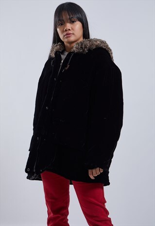 VINTAGE RALPH LAUREN QUILTED VELOUR PARKER COAT