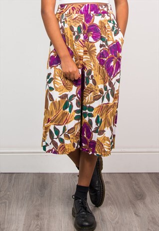 90'S VINTAGE FLORAL PATTERN CULOTTES TROUSERS