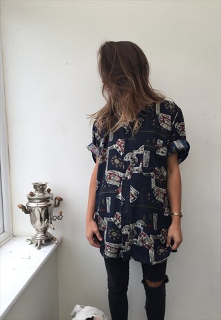 CRAZY PATTERNED OVERSIZED RETRO VINTAGE UNISEX FESTIVAL SHIR