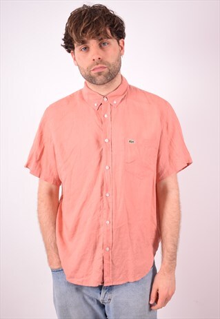 LACOSTE MENS VINTAGE SHIRT LARGE PINK 90S