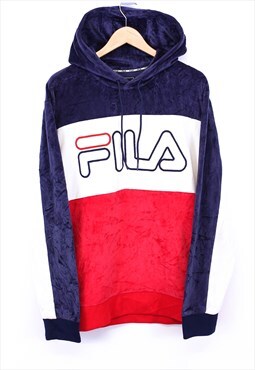 Vintage Fila Hoodie Multicolour With Colour Block And Logo 