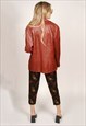 60S LEATHER COAT (S) VINTAGE MAROON JACKET TRENCH MOD BIKER