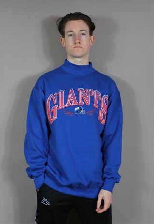 VINTAGE NUTMEG NEW YORK GIANTS SWEATSHIRT IN BLUE WITH PRINT