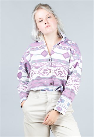VINTAGE PURPLE AZTEC PATTERN SHIRT BLOUSE
