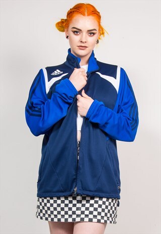 VINTAGE ADIDAS 90'S BLUE TRACKSUIT JACKET TOP