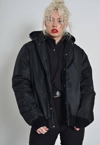 VINTAGE WRANGLER PADDED PUFFER COAT BLACK