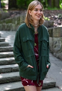 Old Navy Military Style Utility Light Jacket in Green Medium