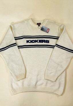 Vintage 90s Kickers Size Large Knitted Jumper in Cream