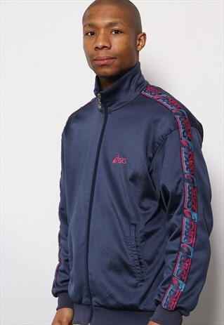 VINTAGE ASICS TAPE LOGO TRACK TOP JACKET PURPLE