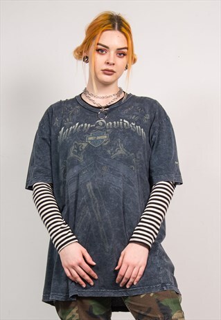 HARLEY-DAVIDSON VINTAGE 90'S GREY OVERSIZED T-SHIRT