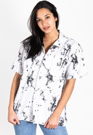 VINTAGE 80S CRAZY PATTERN FESTIVAL SHORT SLEEVE SHIRT /S2075
