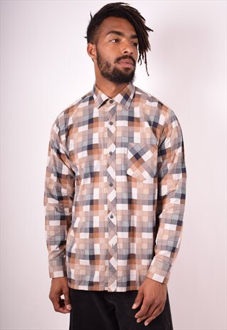 MENS VINTAGE SHIRT LARGE MULTI CHECK 90S