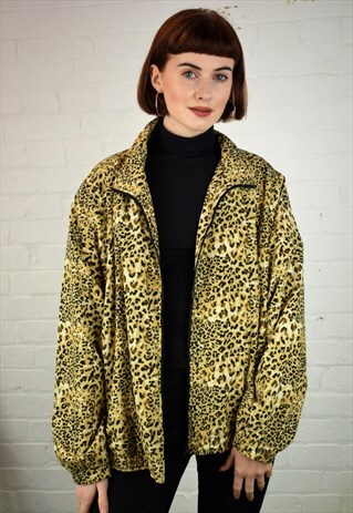 VINTAGE 90'S LEOPARD PRINT NYLON SHELL JACKET