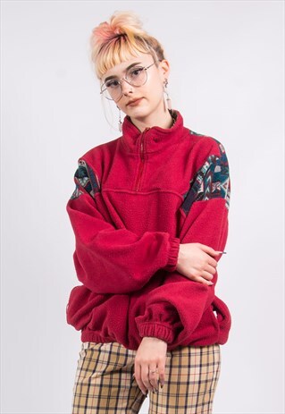 VINTAGE 90'S 1/4 ZIP FESTIVAL FLEECE
